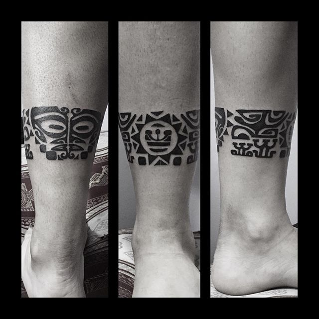 Maori tattoo on the left calf