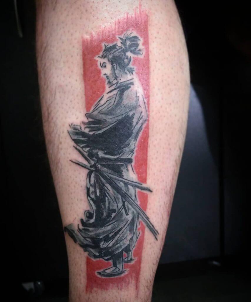 Warrior tattoo on the calf