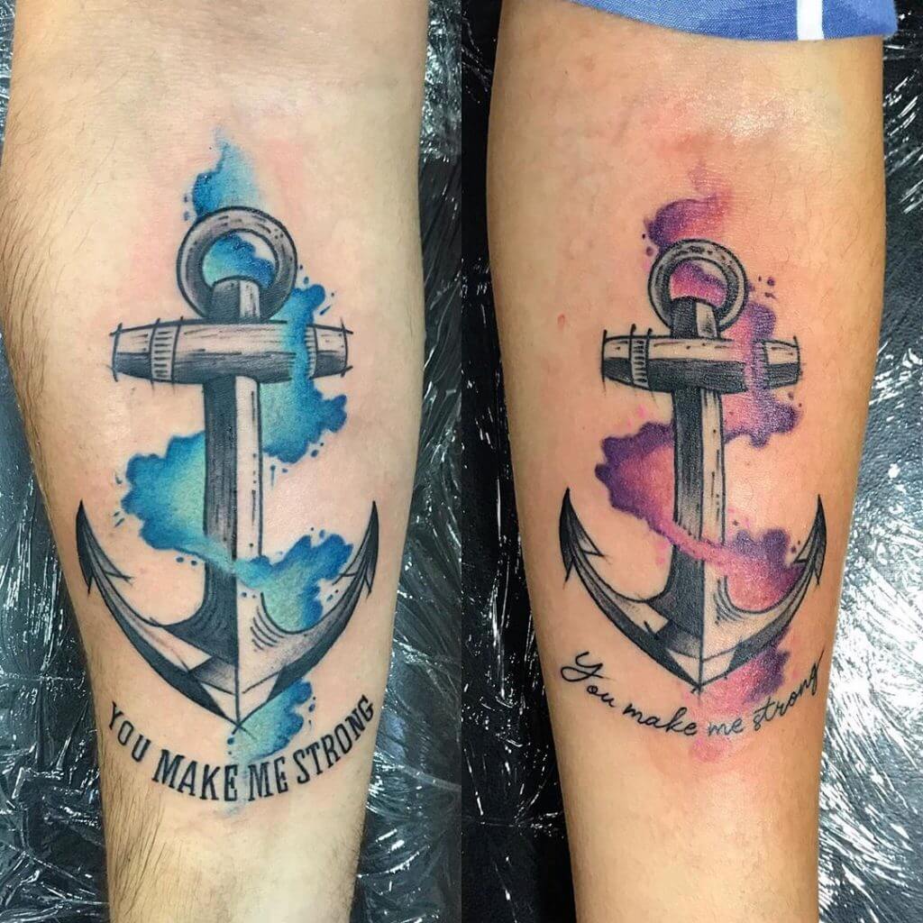 Anchor tattoos on the calves
