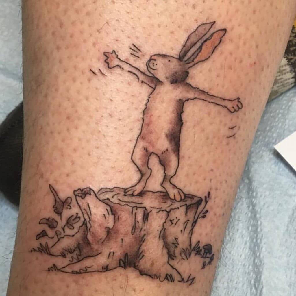 Bunny tattoo on the calf