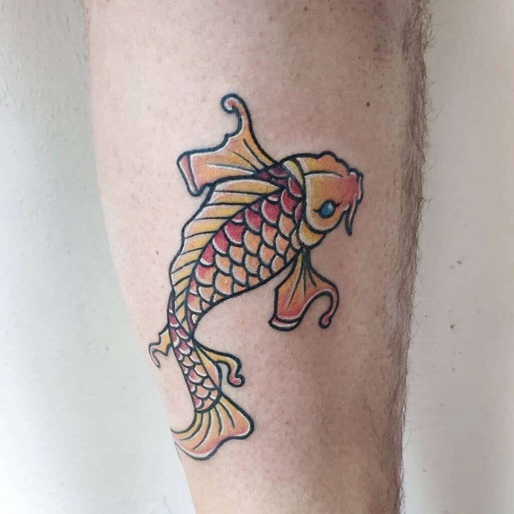 A yellow fish tattoo