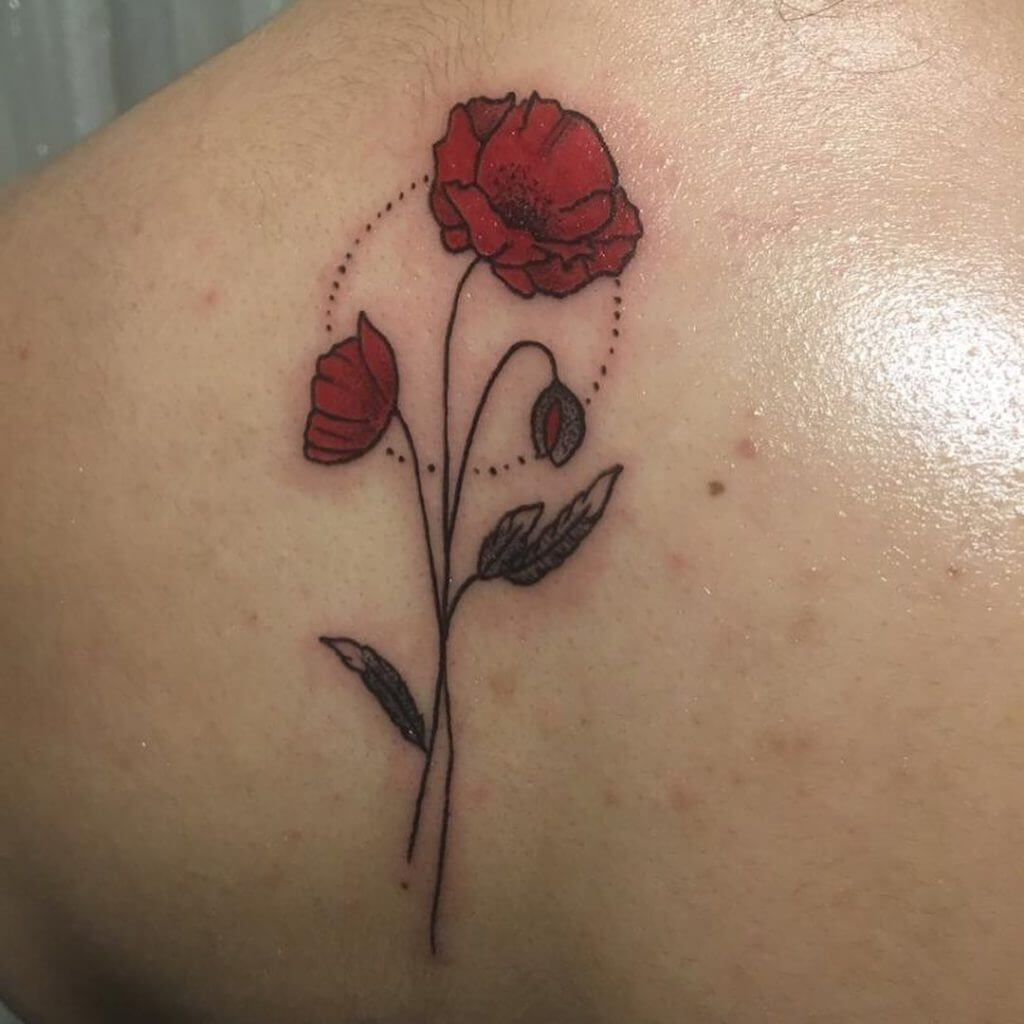 Color Flowers tattoo on the back