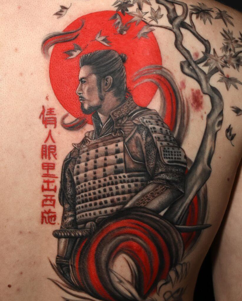 Samurai tattoo on the back