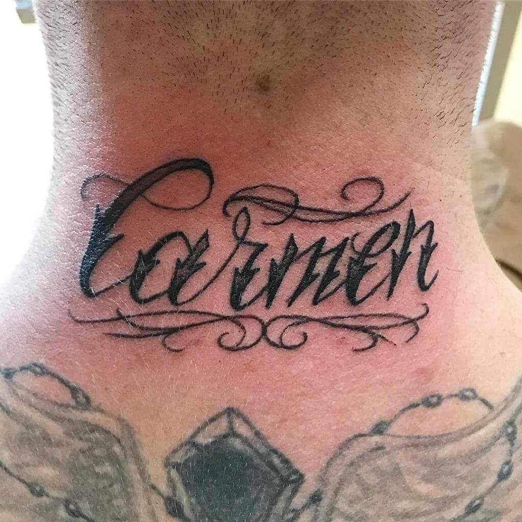 Lettering tattoo for man