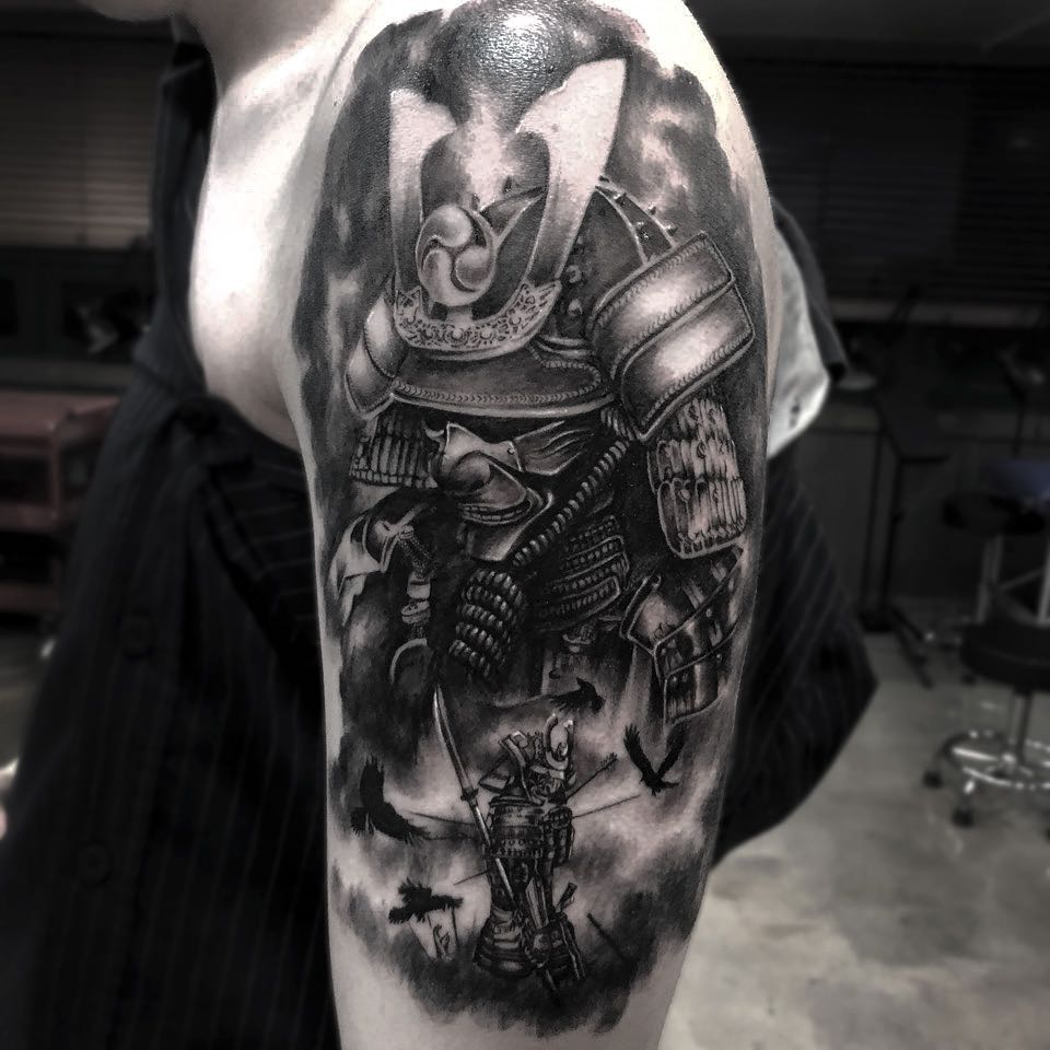 Black arm samurai tattoo