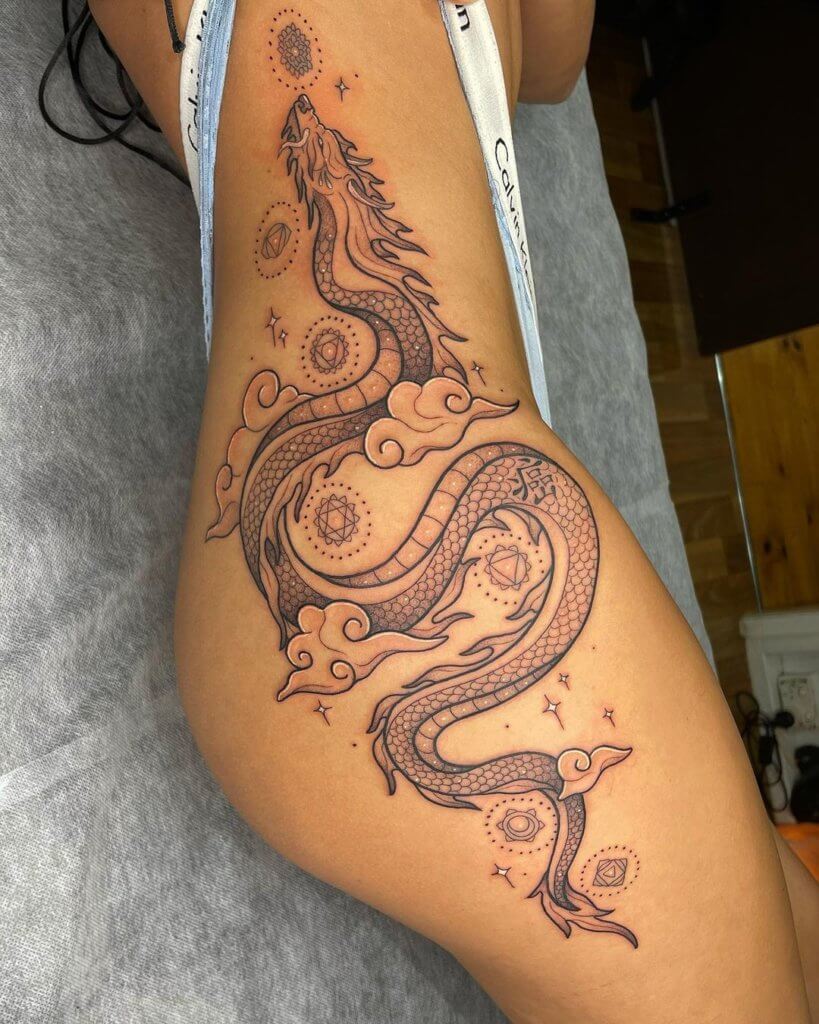 Dragon tattoo on the side