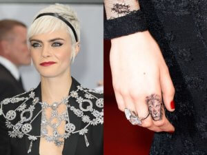 Cara Delevingne inked a lions head on her finger that represents her zodiac sign