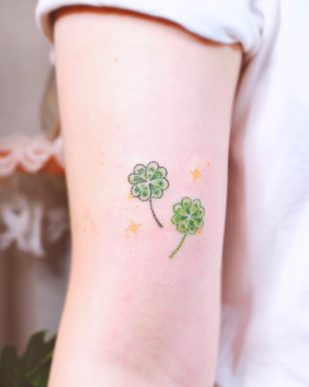 Have always lucky with you FOUR LEAF CLOVER tattoo