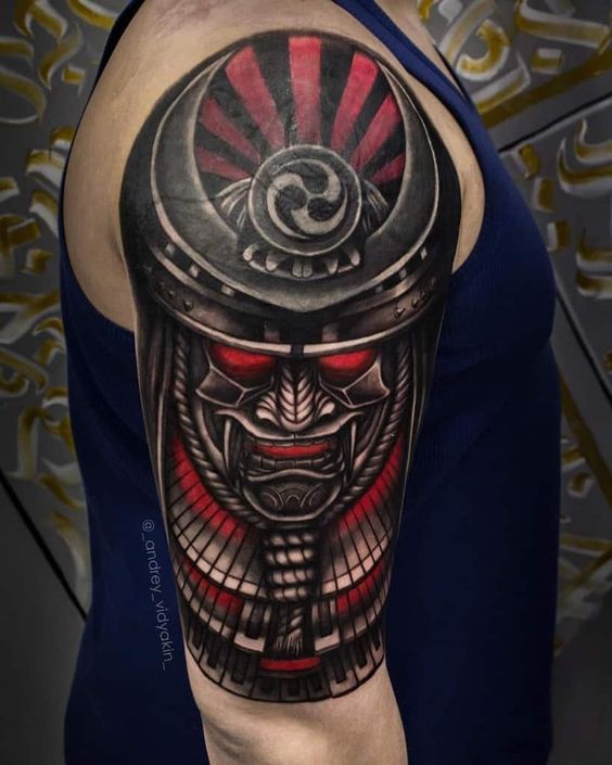 Fantastic Timeless Design Of Samurai Mask Tattoos