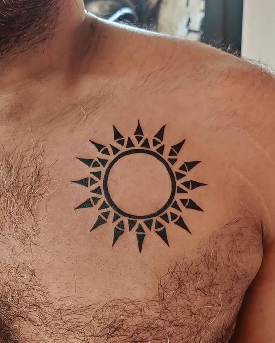 tribal black sun tattoo - design, ideas and meaning 