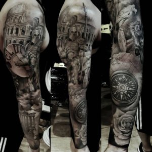 10 Irresistible sleeve gladiator tattoos for your arm 10