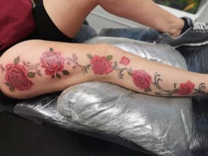 Roses come in many color so they may be a good fit for full leg tattoo 5