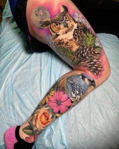 Triple your gorgeousness with some nice full leg tattoos for women 5