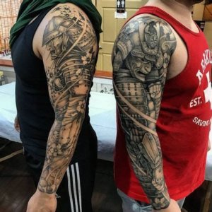 20 memorable samurai sleeve tattoos 5