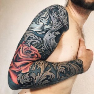 Filigree floral tattoo can be exclusive decoration for body 2