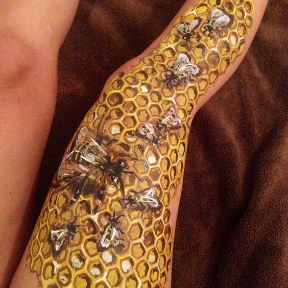 Full leg Honeycomb tattoo