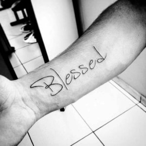 Keep it simple and make no mistake with blessed forearm tattoo 4