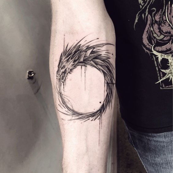 Ouroboros is symbol depicting dragon eating its own tail and very often