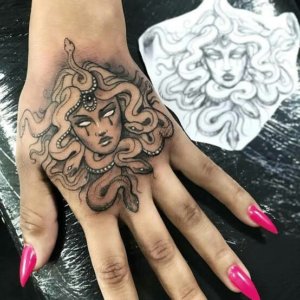 Stunning ideas for Medusa tattoo for your hand 3