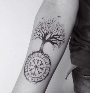 Wake up the power of Viking with tattoo of Yggdrasil and Vegvisir 5