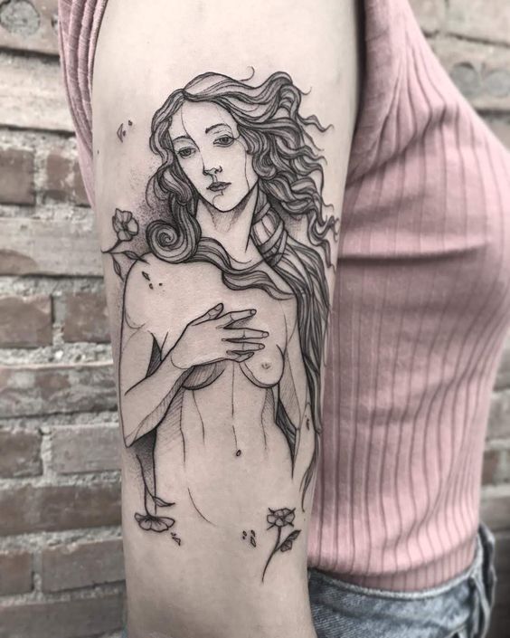 Discover beauty of Aphrodite black tattoos