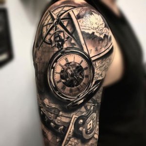 Extremely stunning shoulder compass tattoos 2