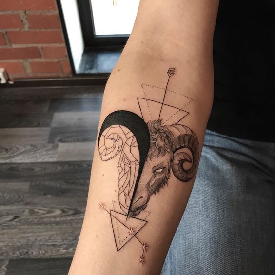 Geometric ram zodiac tattoos are extraordinary