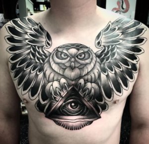Searching for astonishing tattoo Check these All Seeing Eye tattoos with owl 4