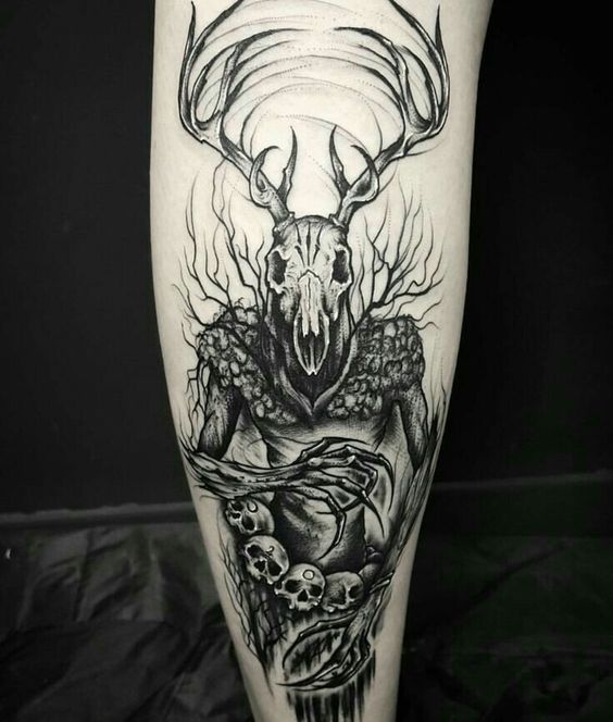 10 Interesting tattoos of mythological creature Wendigo