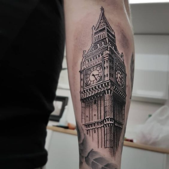 Forearm Big Ben tattoo 1