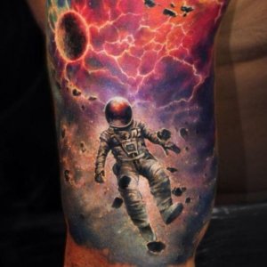 Combination of astronaut and galaxy tattoo suggestions 5