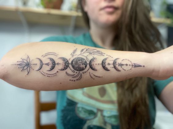 Do you know which tattoo is fantastic? Moon phases on forearm tattoo