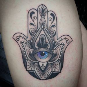 Hamsa is a palm-shaped amulet and actually authentic tattoo idea