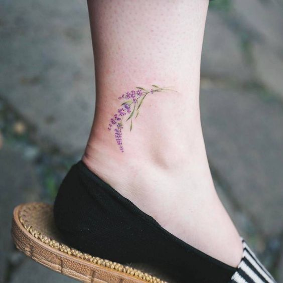 Maybe not so common but ankle is unique place for lavender tattoo