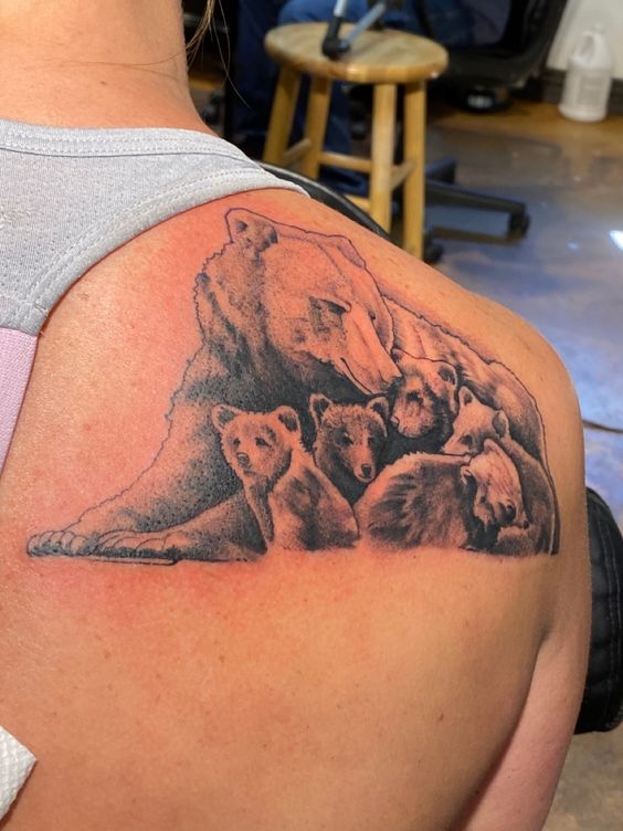 Back bear tattoo