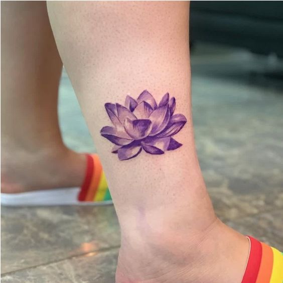 Ankle Purple lotus tattoo