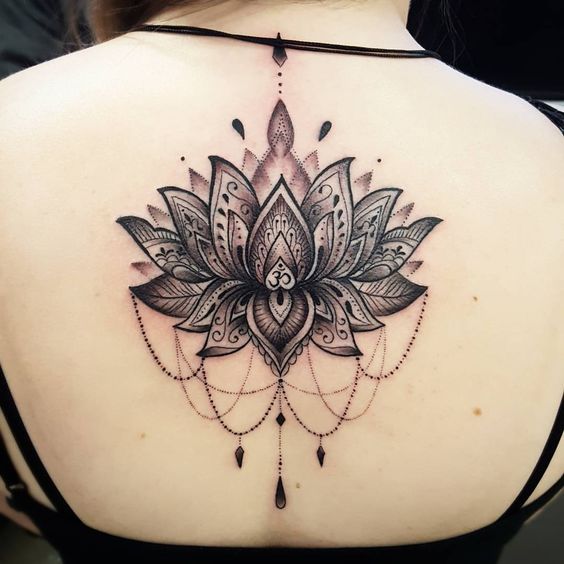 Lotus mandala tattoo on the back 