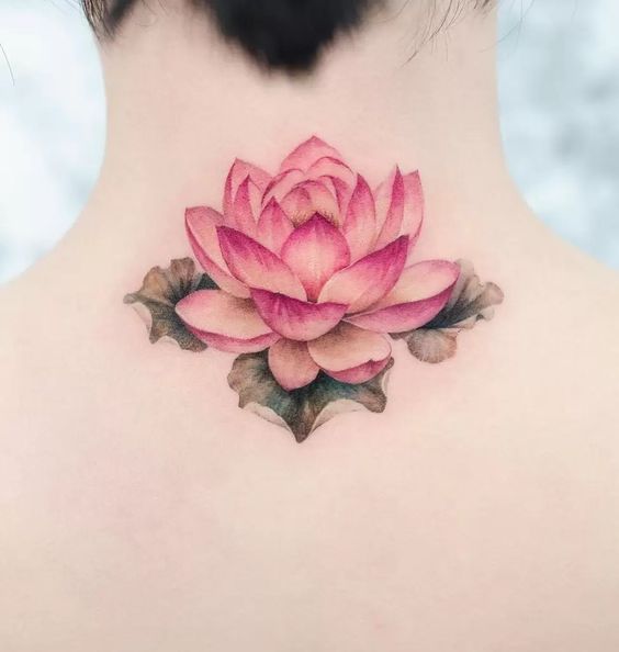 Pink lotus tattoos on the back