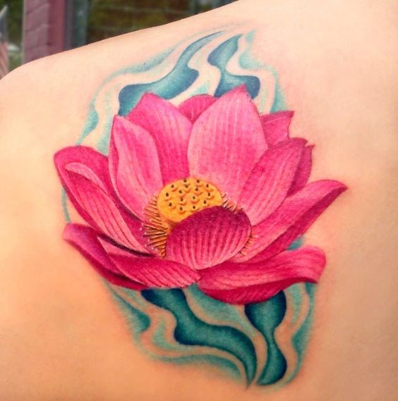 Pink lotus tattoos on the back