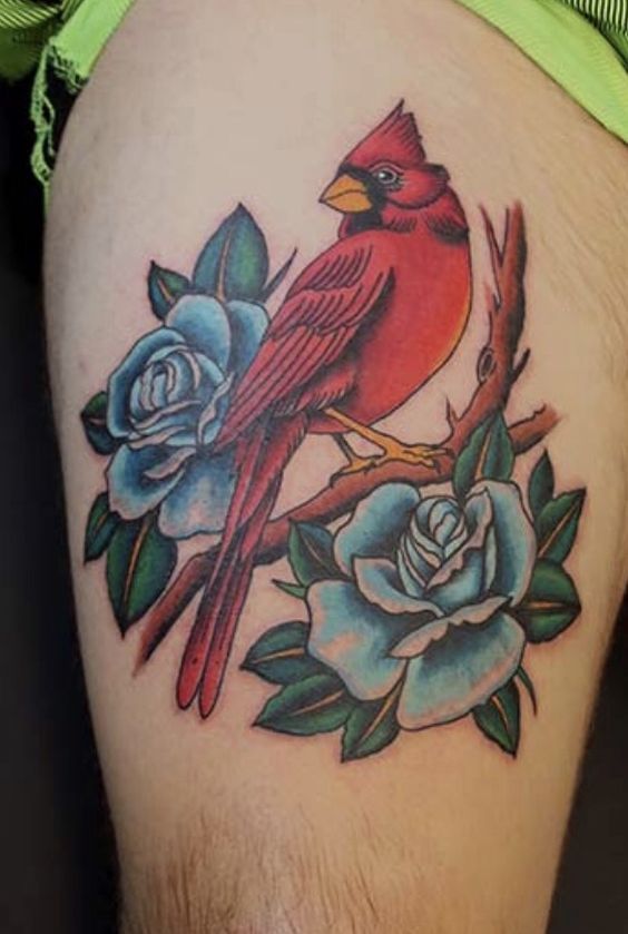 Thigh cardinal tattoo