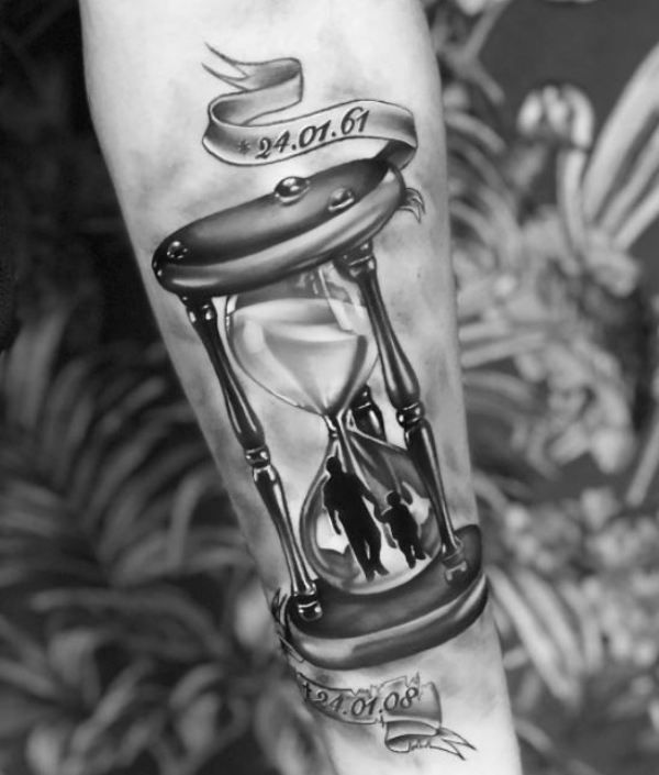 Forearm hourglass tattoo