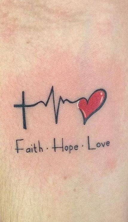 Faith - Hope - Love Heartbeat tattoo