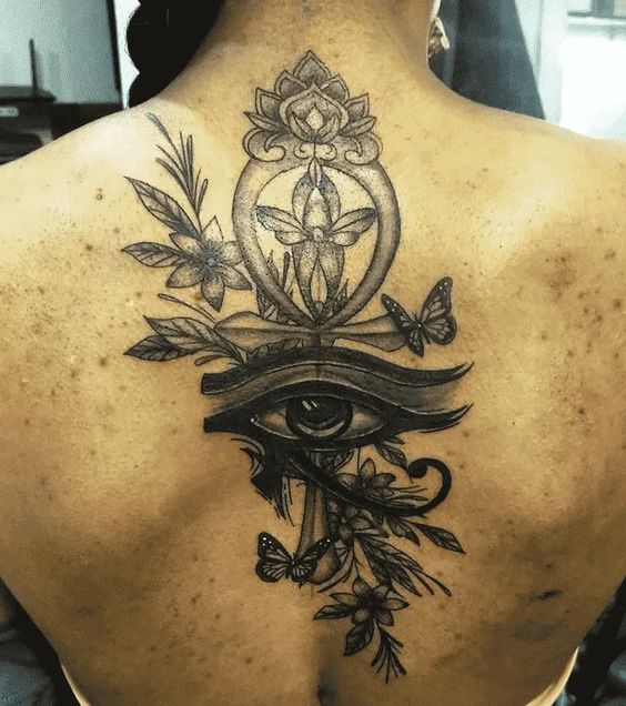 Back Ankh tattoo for women