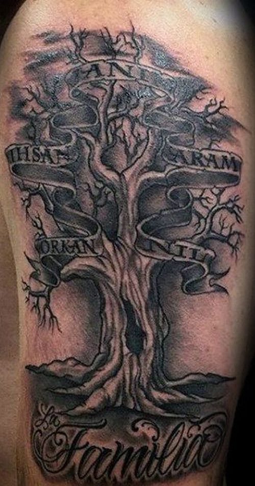 Shoulder family tree tattoo