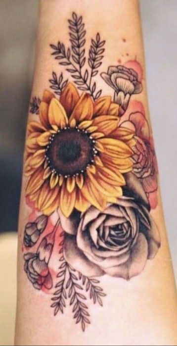 Forearm Sunflower tattoo 