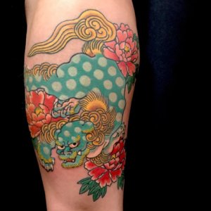 Traditional Foo dog tattoo is very popular in Japan 5