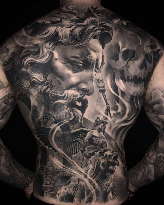 Zeus tattoo on the back