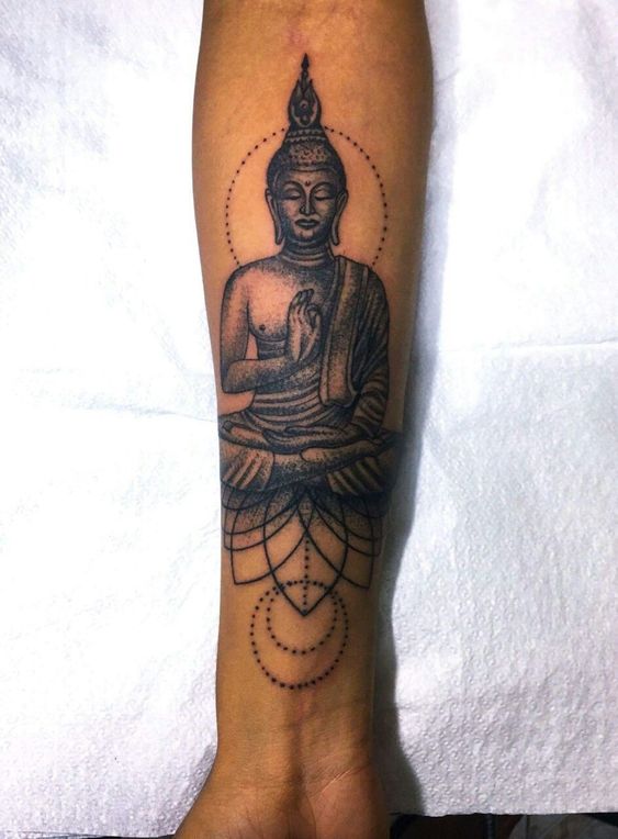 Buddha forearm tattoo