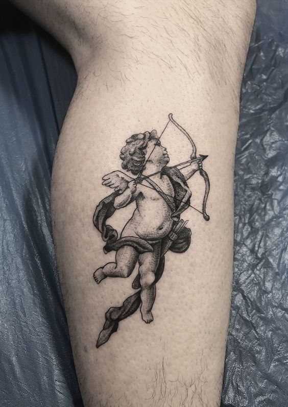 Calf Cherub tattoo