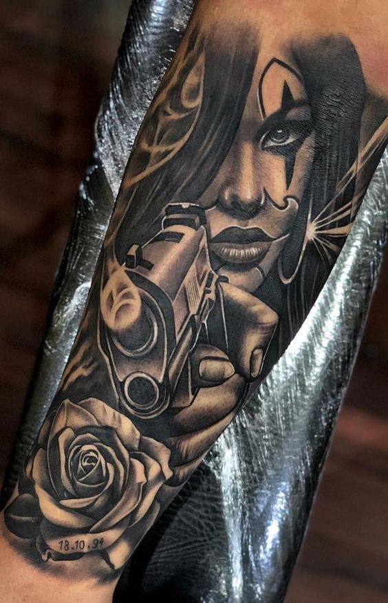 Forearm Chicano sassy beauties tattoo 